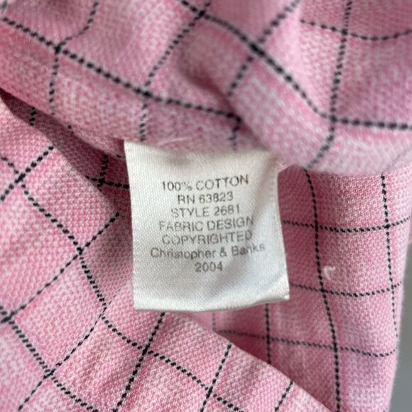 Christopher & Banks Pink Plaid Button Down Shirt Size S EUC - Picture 7 of 7